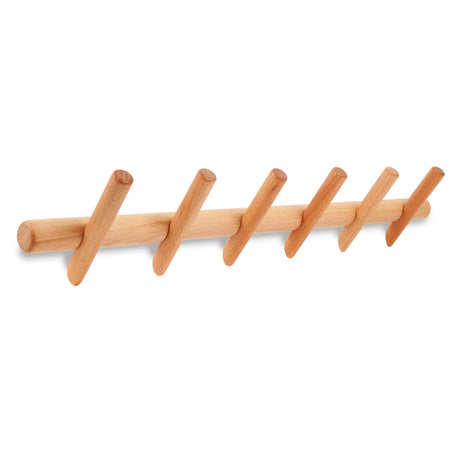 KYSMOTIC Modern Wood Coat and Hat Rack - Wall Mounted - 6 Peg Hooks - Stylish, Natural, Smooth KYSMOTIC