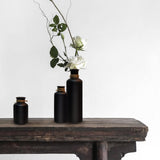 Matte Black Ceramic Vase Set, 3 Small Rustic Decorative Vases for Modern Farmhouse Office Home Decor, Living Room Centerpieces Decoration for Table Mantel Entryway Shelves Decor Egobasic