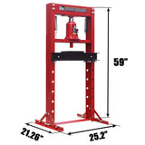 BIG RED ATY20011R Torin Steel H-Frame Hydraulic Garage/Shop Floor Press with Stamping Plates, 20 Ton (40,000 lb) Capacity, Red BIG RED