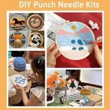 DIY Punch Needle Kits Sea Fishes and Sea Corals Easy for Beginners Punch Needle Embroidery Set with Hoop Stamped Pattern for Craft Lovers and Home Decor-2