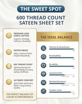 LANE LINEN 100% Cotton Sheets Full Size - Premium 600 Thread Count Sateen Weave for A Silky Feel - Extra Breathable & Cozy for Year Round Comfort - Fits Matresses Upto 15'' Deep - Charcoal LANE LINEN
