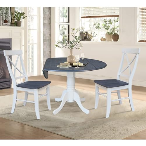 IC International Concepts Chairs Dining Table Set, White/Heather Gray - WoodArtSupply