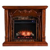 SEI Furniture Cardona Carved Wood & Faux Marble Electric Fireplace, New Walnut SEI Furniture