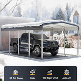 12x20 FT Heavy Duty Metal Carport Kits with Galvanized Steel Roof and Frame, Outdoor Carport Canopy Enhanced Base, Extra Large Car Garage Shelter for Car, SUV, Truck and Boats, Gray Redpick