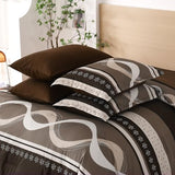 Anibedding Boho Comforter Set,8 Pieces Bed in a Bag Patchwork Striped Comforter Set,Brown Bed Set King Size,Soft Microfiber Boho Bedding Set for All Season(90"×104") Anibedding