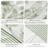 PHF Ultra Soft Floral Duvet Cover King Size, Printed Bedding Set 3 Pieces, Comfy Farmhouse Pattern Duvet Cover Set with 2 Pillow Shams, Zipper Closure and 8 Ties, 104"x90", Flower-Green PHF