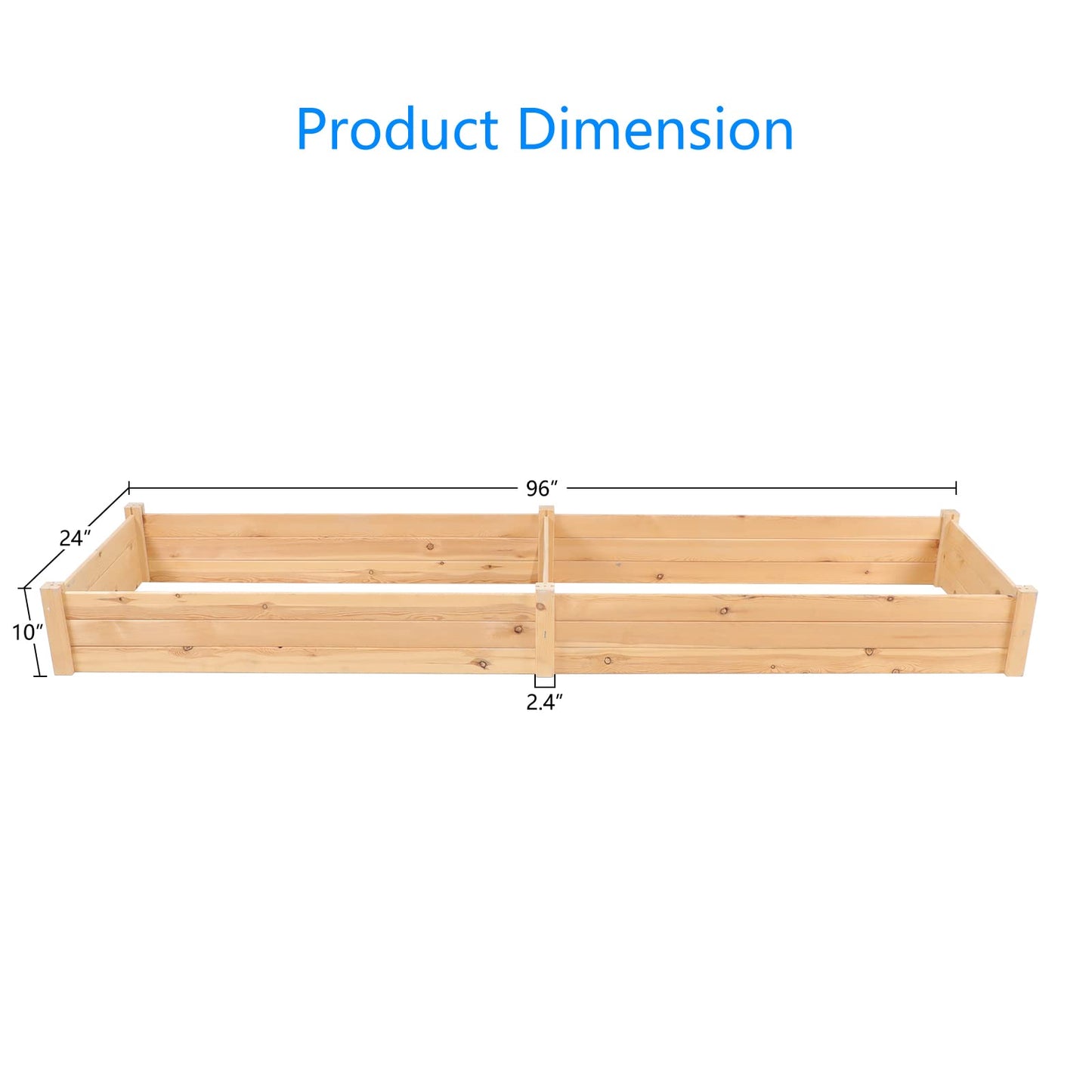 SUNCROWN Outdoor 8FT Wooden Raised Garden Bed Planter Box Kit for Vegetables Fruits Herb Grow, Patio or Yard Gardening