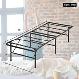 FDW Twin Bed Mattress Foundation Box Spring Replacement Heavy Duty Steel Slat Easy Assembly Noise-Free Twin Bed Frame Metal Platform Bed Frame，Black FDW
