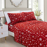 Elegant Comfort Luxury Soft Bed Sheets Holiday Pattern 1500 Premium Hotel Quality Microfiber - Softness Wrinkle and Fade Resistant (4-Piece) Bedding Set, Twin, Snowflake-Burgundy Elegant Comfort