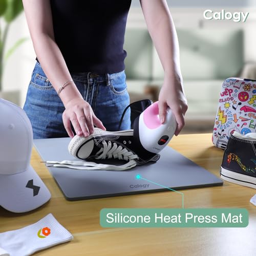 Calogy Heat Press Mat Silicone 15x15 inch, Heat Press Pad Resistant Fireproof 0.34in Thickness, Double Sided Easy Washable Mat for Vinyl Ironing Insulation Transfer Crafting Sublimation Projects Calogy