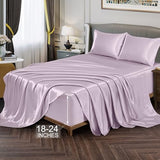 Vonty Extra Deep Pocket Full Sheet Sets - Cooling & Silky Satin Full Size Sheets with 18-24 Inch Deep Pocket, Luxury Lavender Satin Bed Sheets Fit Up to 24" Deep Mattress - 4 Piece Vonty