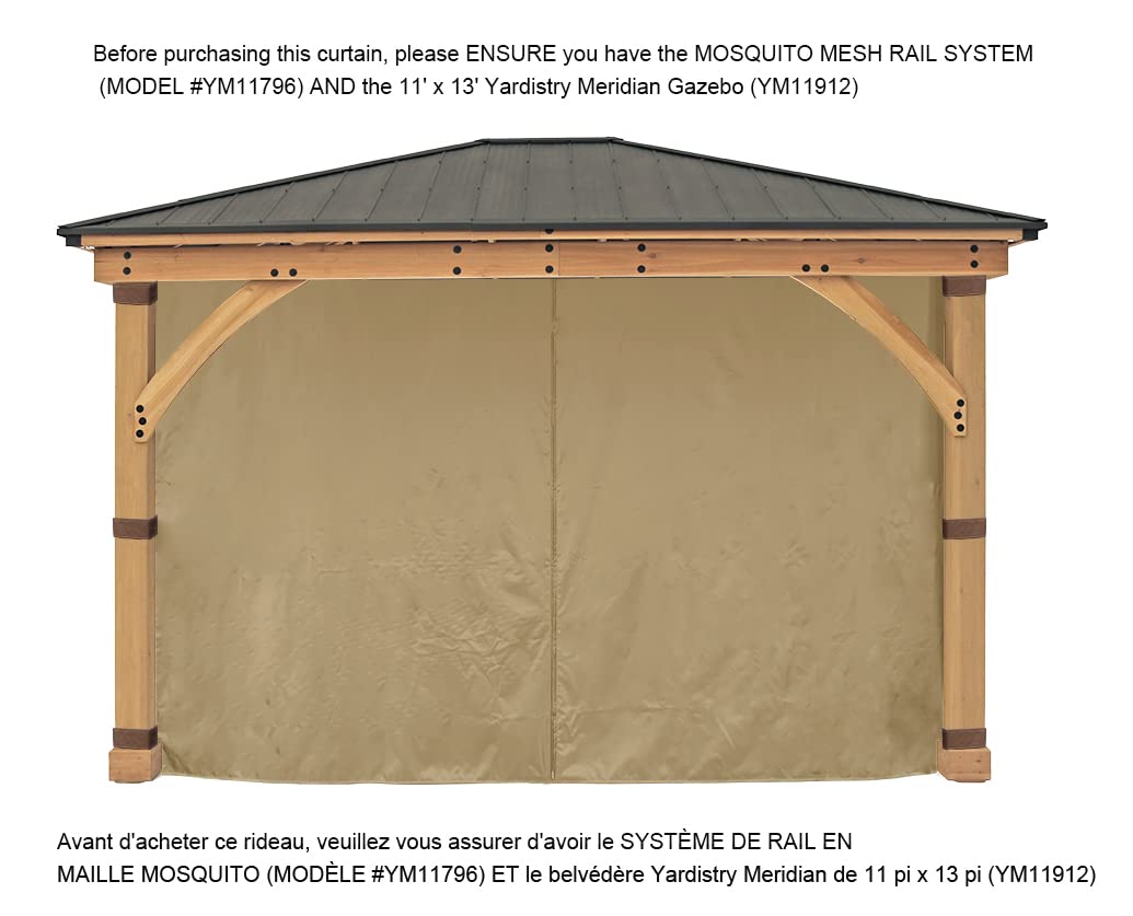 APEX GARDEN Replacement 4-Side Curtain for 11 ft. x 13 ft. Meridian Gazebo (Beige)