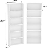 MXV Bookshelf Set of 2, 6 Tier Bookcase, Book Shelf Open Storage Organization, Floor Standing Display Bookshelves and Office Storage Stand for Living Room, Home Office, Dinning Room, White MXV