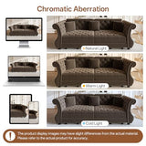LuxyHoom 97.6'' Sleeper Sofa Bed King Size, Flower Tufted Pull Out Couch, Velvet Chesterfield Futon Couches, Modern 4 Seater Convertible Sofa, 3 Pillows for Living Room, Apartment, Offices, Brown LuxyHoom