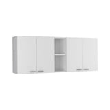 FM FURNITURE Winslow 59" Wall Cabinet, with 4-Doors, Two Interior and Two Open Shelves FM FURNITURE