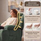 IKAKOS 360 Degree Swivel Rocker Recliner Chair with Heat and Massage, Soft Corduroy Manual Reclining Nursery Glider with USB Port, 2 Cup Holders & 4 Storage Pockets, 400lbs Capacity (Green)