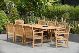 Amazonia Newcastle 9-Piece Outdoor Rectangular Dining Table Set | Certified Teak | Ideal for Patio and Indoors, Light Brown Amazonia