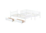 Harper & Bright Designs Twin Over Twin Bunk Bed with 2 Drawers, Convertible into 2 Twin Beds, Twin Bunk Bed with Ladder and Safety Guardrails, White Harper & Bright Designs
