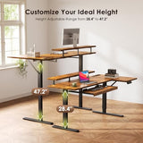 OffiGo 55 Inch L Shaped Electric Standing Desk with Keyboard Tray, Reversible Height Adjustable Corner Computer Desk with Monitor Stand, Sit Stand Up Lift Table for Home, Office, Rustic Brown OffiGo