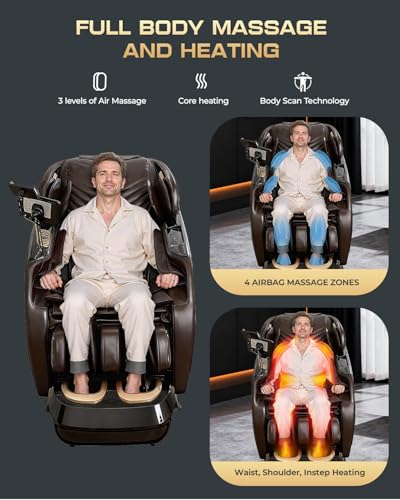 4D Massage Chairs Full Body,Zero Gravity SL-Track Shiatsu Massage Chair Recliner,Core Heating,20 Massage Techniques,Deep Yoga Stretch,Foot Rollers, Ai Voice,Touch Screen,Wireless Charging armali