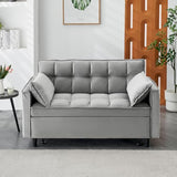 Anwick Modern Sleeper Sofa Bed,3-in-1 Convertible Pull Out Couch Bed Futon Sofa w/Reclining Adjustable Backrests,Pillows,55''Velvet Loveseat Sofa for Compact Home Bedroom Office (Grey, 55'') Anwick