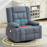 Rocker Recliner Chair with Heating and Kneading Massage for Adults,360°Swivel Rocker Recliner with Cup Holder and USB Charge Port for Living Room,Bedroom, Nursery