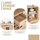 Giantex Buffet Server Sideboard, Console Table, Wood Dining Table, Cupboard Table with 2 Cabinets, 1 Drawer and 9 Wine Cabinets, Storage Organizer Kitchen and Dining Room (Natural) Giantex