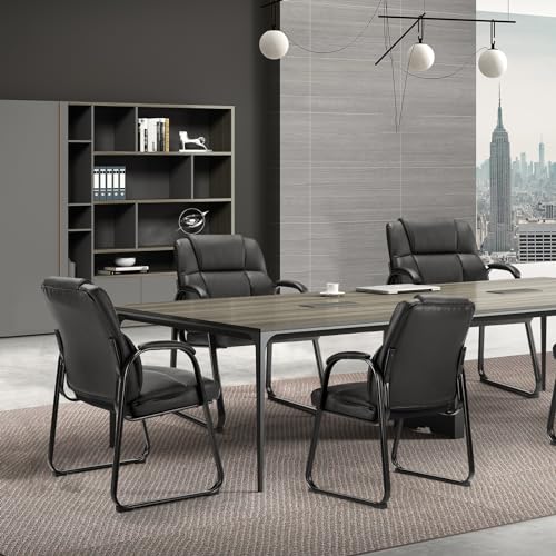 Sweetcrispy Waiting Room Guest Chair Set of 2, Stationary Office Reception Chairs No Wheel, Comfy Padded Arms and Seld Base, for Conference Room Lobby Home Computer Desk Bedroom Elderly, Deep Black Sweetcrispy