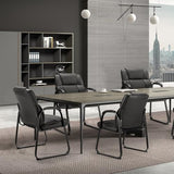 Sweetcrispy Waiting Room Guest Chair Set of 2, Stationary Office Reception Chairs No Wheel, Comfy Padded Arms and Seld Base, for Conference Room Lobby Home Computer Desk Bedroom Elderly, Deep Black Sweetcrispy