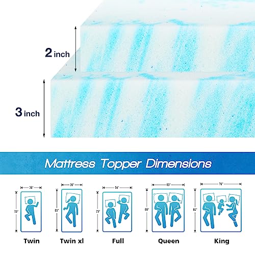 Sweetcrispy Memory Foam Mattress Topper King, 3 Inch Thick Gel Infused Cooling Toppers Pad for King Size Bed, Sleeper Sofa, RV, Camper, CertiPUR US Certified, Ventilated and Breathable Sweetcrispy