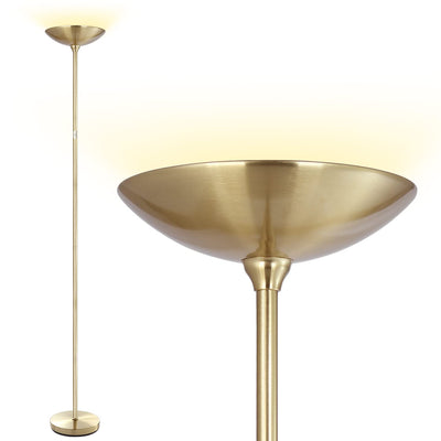 BoostArea Floor Lamp,Torchiere Standing Lamp,20W 2000LM LED Tall Floor Lamp,Stepless Dimmable,Touch Control,50000hrs Lifespan,Pale Floor Lamps for Living Room,Standing Lamps for Bedroom,Gold