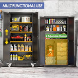 AUEYTVR 71" Tall Metal Garage Storage Cabinet with Wheels and Locking Doors and Tall Rolling Steel Tool Cabinet with 4 Adjustable Shelves for Garage,Home,Office,Shop (Black) AUEYTVR