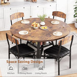 Round Dining Table Set for 4, Kitchen Table and Chairs for 4, Circle Table Round Pedestal Dining Room Dinner Dinette Table Set,5 Piece Space Saving Wood Kitchen & Dining Room Tables Set Furniture Jocoevol