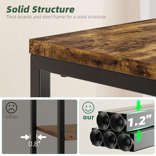 Simple Trending 3 Tier Side Table, End Table Night Stand Sofa Table Shelf for Living Room, Rustic Brown Simple Trending