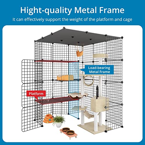 Eiiel Large Cat Cage, Cat Enclosures Indoor with Balcony, DIY Cat Playpen Detachable Metal Wire Kennels Crate 3x3x4 Large Exercise Place Ideal for 1-3 Cat - WoodArtSupply