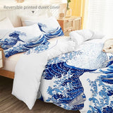 Single 61" x 79" Bedding Duvet Cover Set - Blue Minimalist Abstract Ocean Waves Printed 3 Piece Brushed Microfiber Comforter Quilt Cover with Zipper Closure for Men and Women Generic