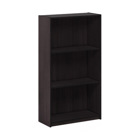 Furinno Basic 3-Tier Bookcase Storage Shelves, Dark Walnut Furinno