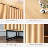 EYYTHUNG Fluted Storage Cabinet Sideboard Buffet Cabinet, Modern Accent Cabinet with Adjustable Shelves, Wooden Credenza, Console Table Entryway Cabinet for Living Dining Room, Natural Oak EYYTHUNG