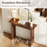 AQIMUELE Walnut Console Table Thin Rubberwood Minimalist Mid-Century Style | Stable and Sturdy 39.4" W x 11.8" D x 31.5" H for Entryway/Sofa Back AQIMUELE