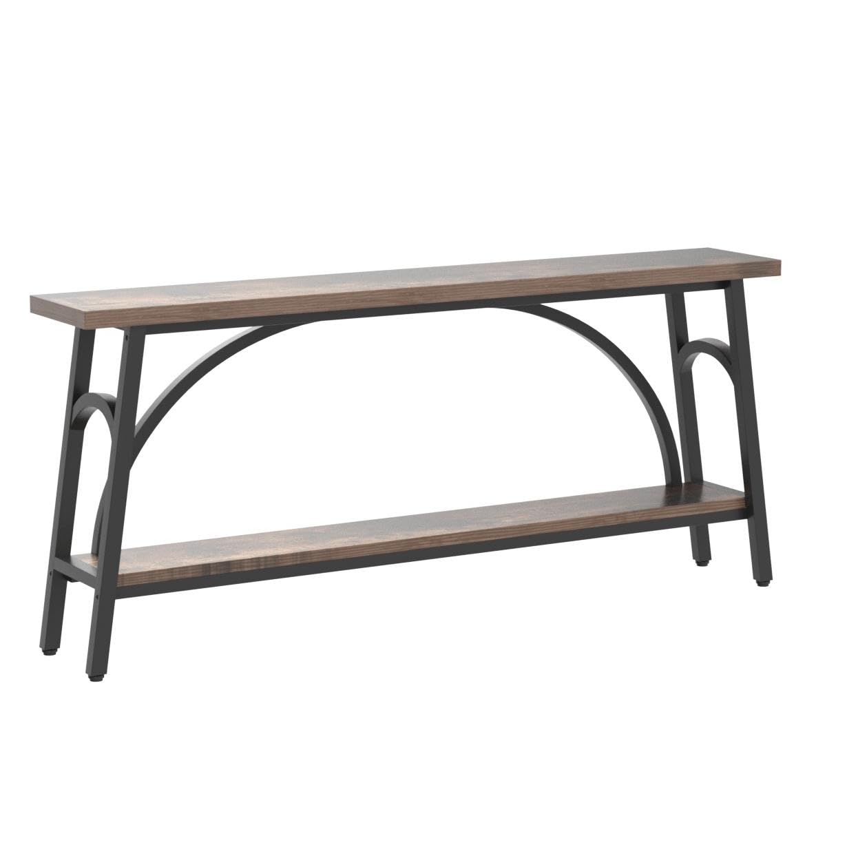 Tribesigns Extra Long Sofa Tables, 70.8”Console Table for Entryway, Wood Console Table 2 Tier TV Stand, Behind Couch Table for Living Room, Rustic Brown Black - WoodArtSupply