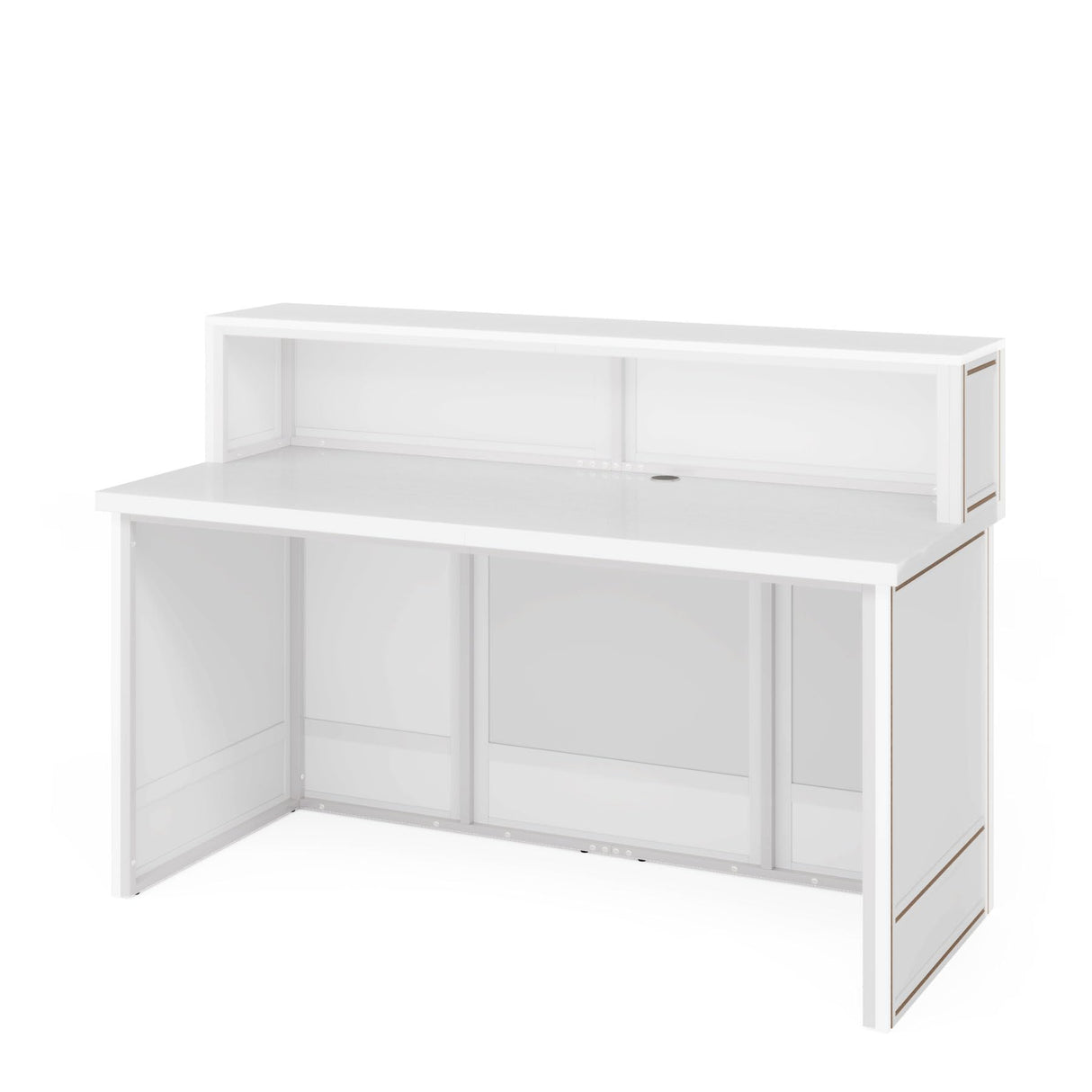 Tribesigns 57" Reception Desk with Counter, Modern Front Desk with Metal Frame, Wooden Retail Checkout Counter for Office, Reception Room, Beauty Salon, Lobby (White) Tribesigns