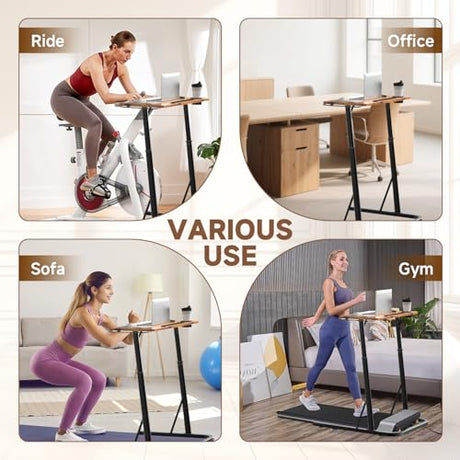 Adjustable Treadmill Walking Pad Desk, for Bike/Cycling Trainer, Workstation Standing Desk, Trainer Stand Table for Indoor, Treadmill Attachment-Exercise While Working or Watching TV, Rustic Brown THAILE
