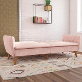 Novogratz Tallulah Memory Foam Futon, Convertible Couch, Pink Velvet Novogratz