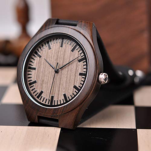 BOBO BIRD Mens Customized Engraved Wooden Watches Quartz Casual Wristwatches for Men Husband Boyfriend Dad Son Family Friends Personalized Gift (for dad from Daughter 2) - WoodArtSupply