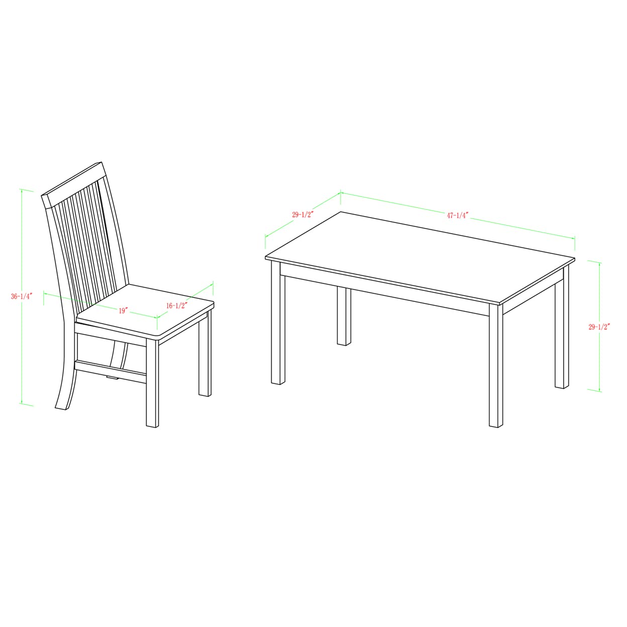 Walker Edison Modern Color Dining Room Table and Chair Set Small Space Living Kitchen, Dining Set, 48 Inch, 4 Person, White and Sage Green