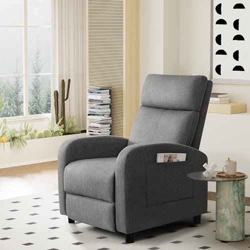 Furniwell Massage Recliner Chair for Living Room Adjustable Fabric Reclining Chair Home Theater Seating Modern Winback Single Sofa for Adults with Footrest (Gray) Furniwell
