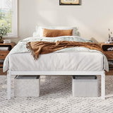 Allewie Twin Bed Frame, 12 Inch Metal Platform Beds with Storage Space, No Box Spring Required and Easy Assembly, White Allewie