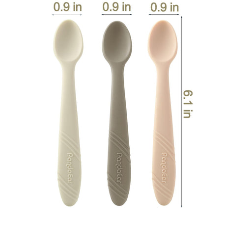 PandaEar 7 Pack Silicone Baby Feeding Spoons, First Stage Training Spoon Infant Utensils Feeding Supplies, BPA Free Gum-Friendly Soft Tip Baby Led Weaning Spoon PandaEar