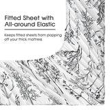HYPREST Floral Bed Sheets King Size, 18 inches Deep Pocket Sheets 1800 Thread Count, Black and White Leaf Sheet Set Soft Breathable Cute Aesthetic Sheets Shabby Chic Bed Sheets,Oeko-Tex Certificated HYPREST