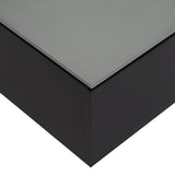 LUMISOL Square High Gloss Coffee Table with 5mm Frosted Tempered Glass Top, 27.5'' Cocktail Tea Table with 16-Color LED Strip Lights, Modern Center Table for Living Room, Black LUMISOL